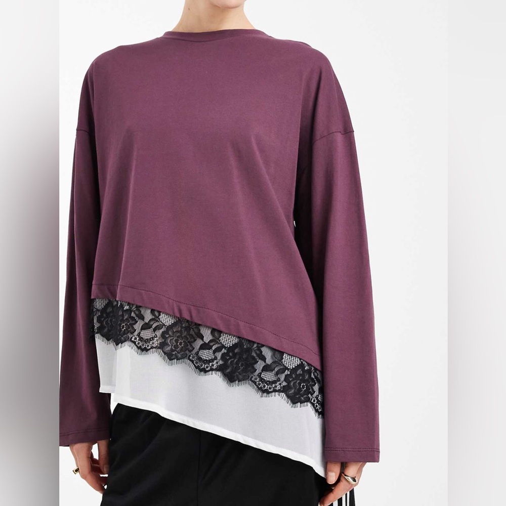 ASOS Plum Lace-Hem Sweatshirt